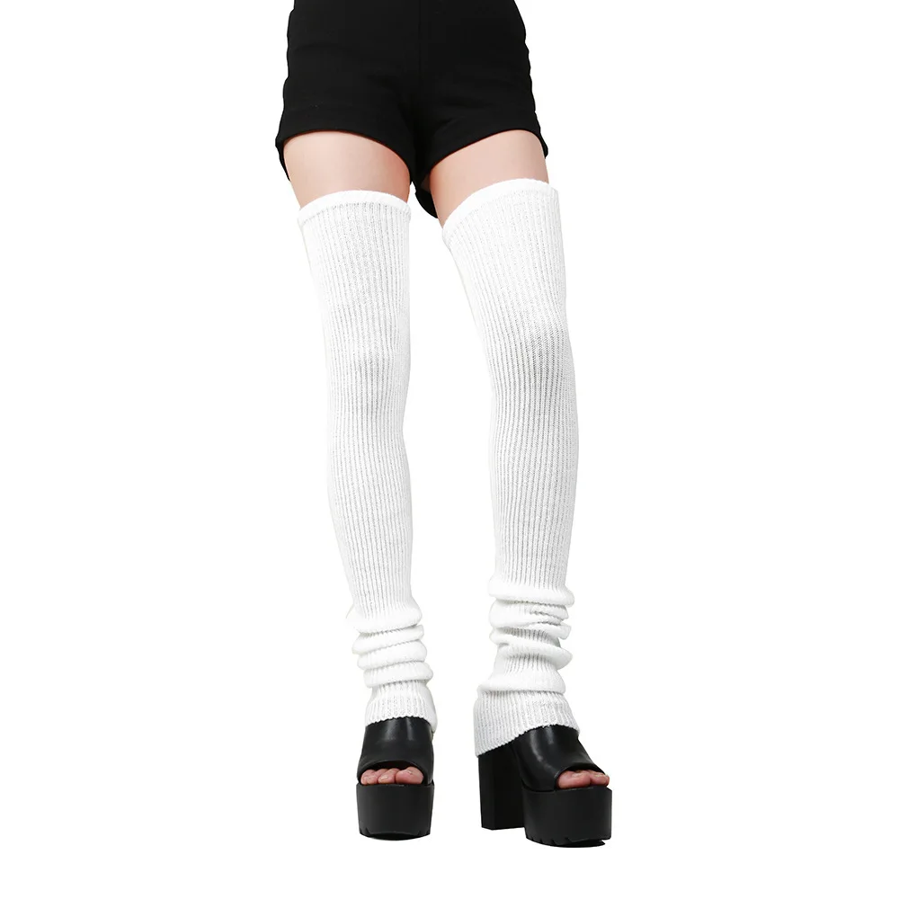 AliExpress Lengthened Mid-high Warm Knee Socks Leggings JK Knitted Leg Warmers Multicolor Lolita Women Over The Knee Home Winter Long Socks, view 5