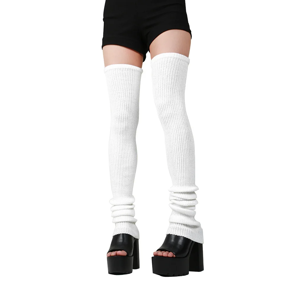 AliExpress Lengthened Mid-high Warm Knee Socks Leggings JK Knitted Leg Warmers Multicolor Lolita Women Over The Knee Home Winter Long Socks, view 6
