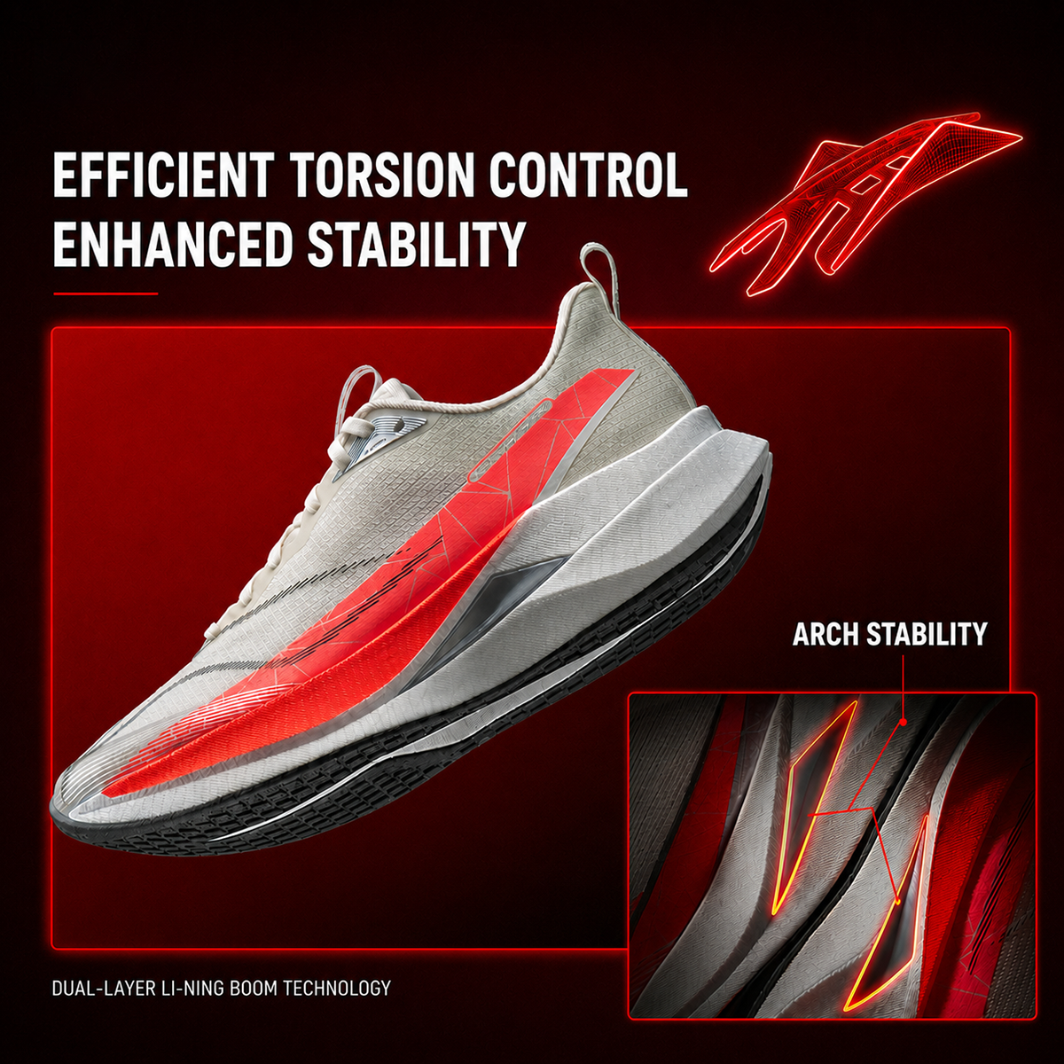 AliExpress Li-Ning Men's RED HARE 9 PRO Racing Running Shoes BOOM Cushion Rebound Breathable Reflective LiNing Stable Sneakers ARPW001, view 4