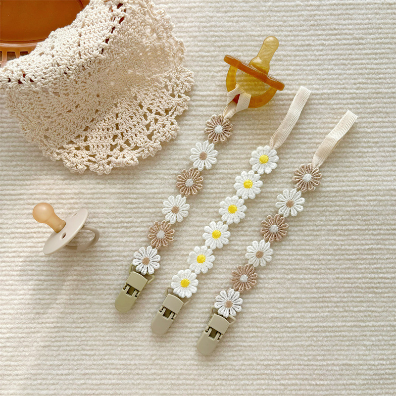 AliExpress Little Daisy Baby Pacifier Clips Pacifier Chain Nipple Bracket Holder for Nipples Toddler Girl Baby Shower Gift Baby Accessories, view 2