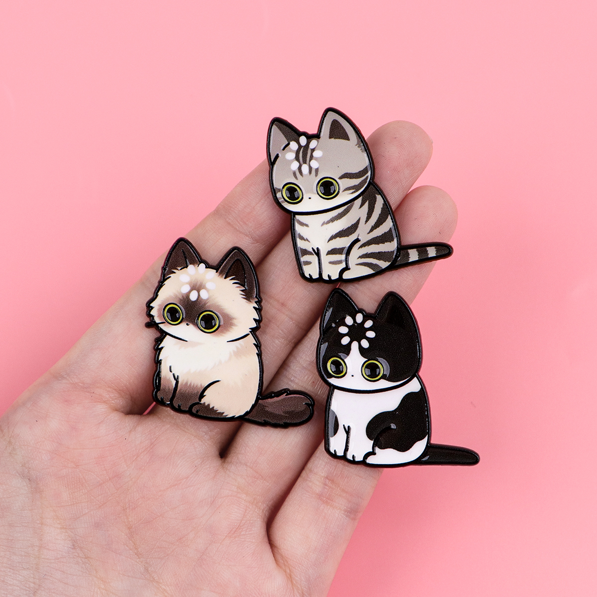 AliExpress Loading... Cats Enamel Pin Cute Cartoon Animals Brooch Lapel Pins Badge on Backpack Clothing Accessories Fashion Jewelry Gifts, view 4