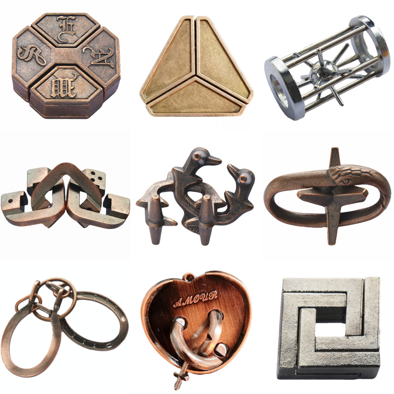 AliExpress Lock Puzzles Classic IQ Metal Brain Teaser Magic Baffling Puzzles Game Toys For Adults Funny Gifts Metal Puzzle