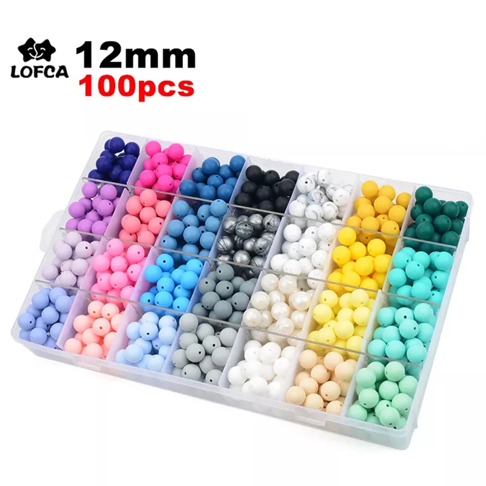 AliExpress LOFCA Silicone Teething Beads (12mm, 100-Pack)