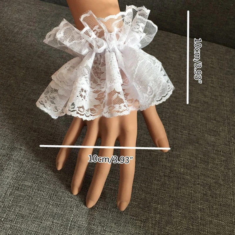 AliExpress Black Lace Ruffled Wrist Cuffs, Lolita Style, view 6