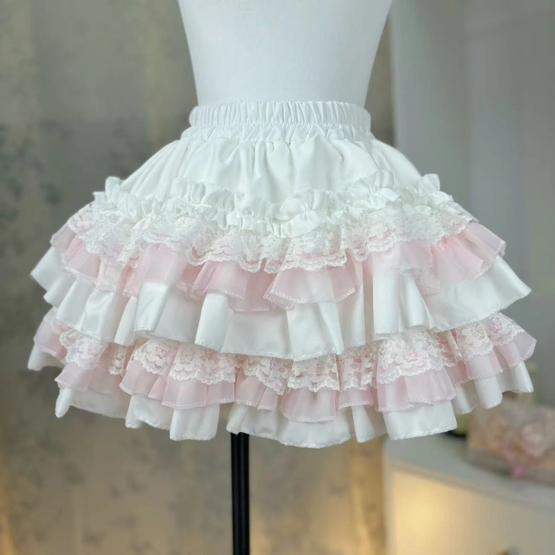 AliExpress Lolita Style Princess Vintage Cake Skirt  Sweet Kawaii Women Cute Lace Ruffles Party Mini Skirts Harajuku Y2k Faldas Mujer