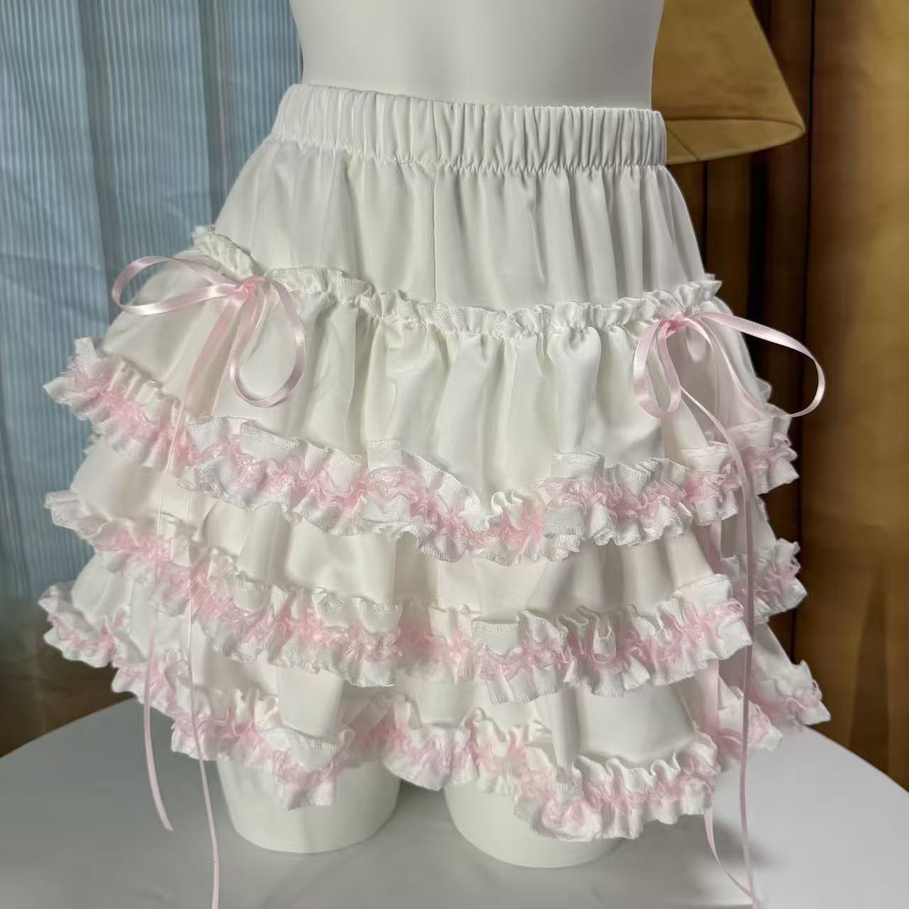AliExpress Lolita Style Princess Vintage Cake Skirt  Sweet Kawaii Women Cute Lace Ruffles Party Mini Skirts Harajuku Y2k Faldas Mujer, view 4