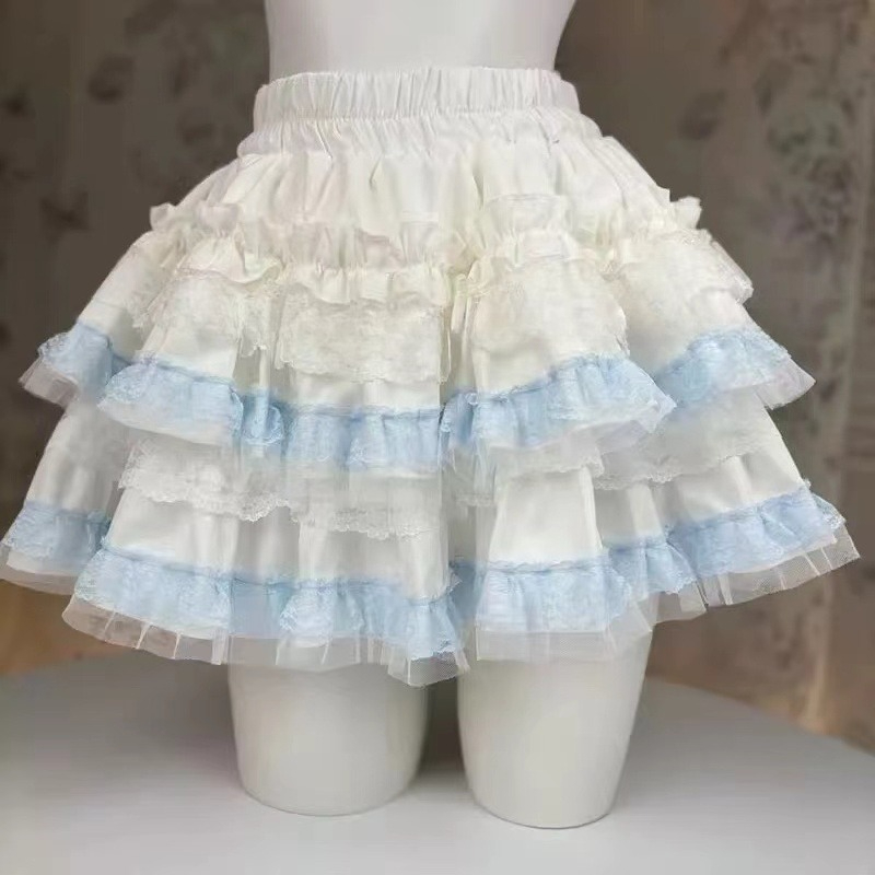 AliExpress Lolita Style Princess Vintage Cake Skirt  Sweet Kawaii Women Cute Lace Ruffles Party Mini Skirts Harajuku Y2k Faldas Mujer, view 6