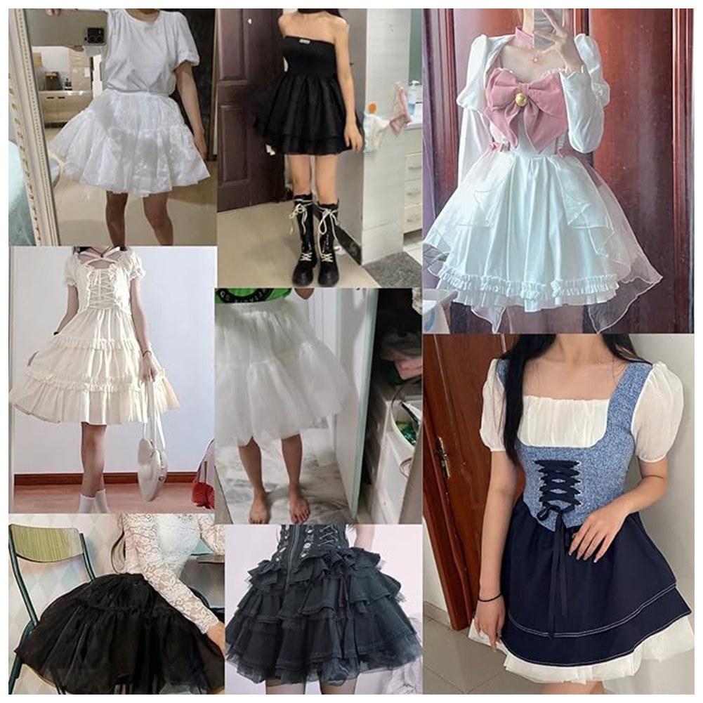 AliExpress Lolita Super Stuffed Petticoat Crinoline Slips Wedding Accessories Multi Layers Short Organza Tutu Skirt Vintage Underskirt, view 3