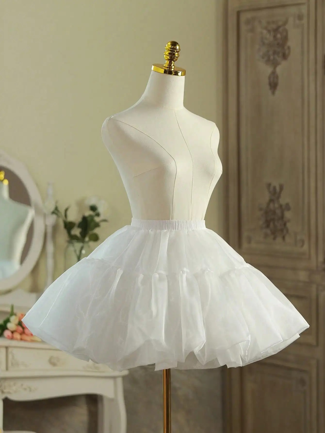 AliExpress Lolita Super Stuffed Petticoat Crinoline Slips Wedding Accessories Multi Layers Short Organza Tutu Skirt Vintage Underskirt, view 6