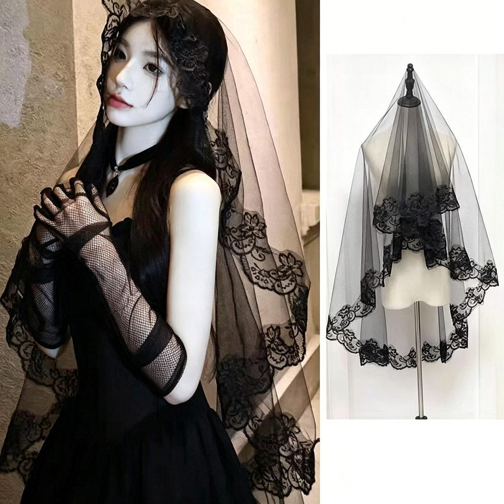 AliExpress Long White Wedding Veil Elegant Floral Lace Edge Bridal Veils White Wedding Veil Bridal Hair Accessory for Bride Wedding Party, view 3