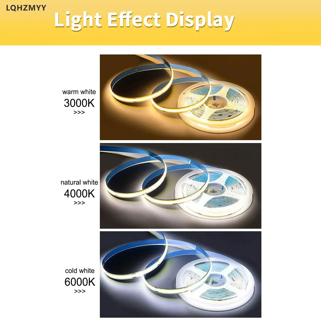 AliExpress Lqhzmyy 12V COB LED Strip Light (5m, 3000K), view 4