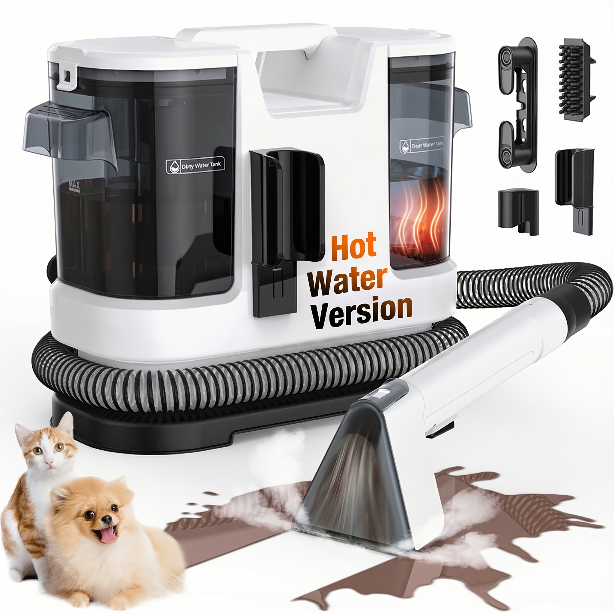 AliExpress Lubluelu V8 Instant Heated Function Carpet Cleaner Machine 15Kpa Powerful Suction Hot Water Upgrade Portable Carpet Cleaning Machines for Pet Stains with Cleaning Tools & Self-Cleaning for Car/Couch/Rug/Spot