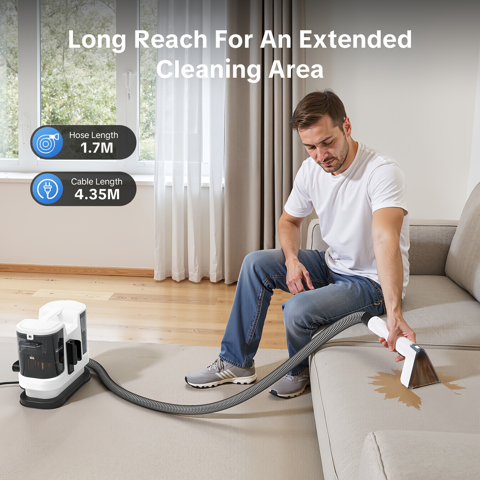 AliExpress Lubluelu V8 Instant Heated Function Carpet Cleaner Machine 15Kpa Powerful Suction Hot Water Upgrade Portable Carpet Cleaning Machines for Pet Stains with Cleaning Tools & Self-Cleaning for Car/Couch/Rug/Spot, view 5