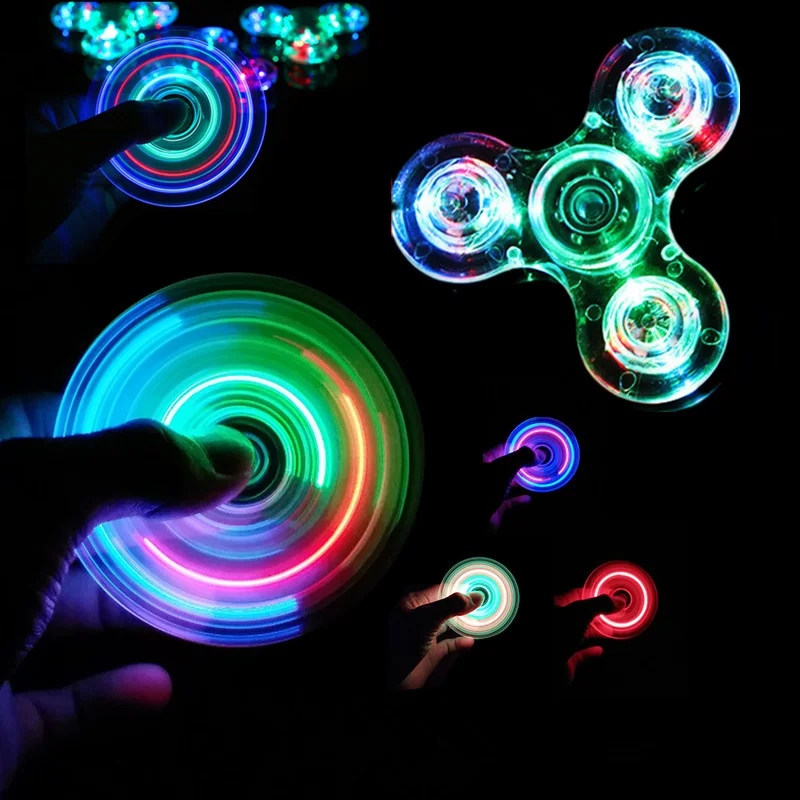 AliExpress Luminous LED Light Fidget Spinner Hand Top Spinners Glow in Dark Light EDC Fidget Spinner Finger Stress Relief Toys