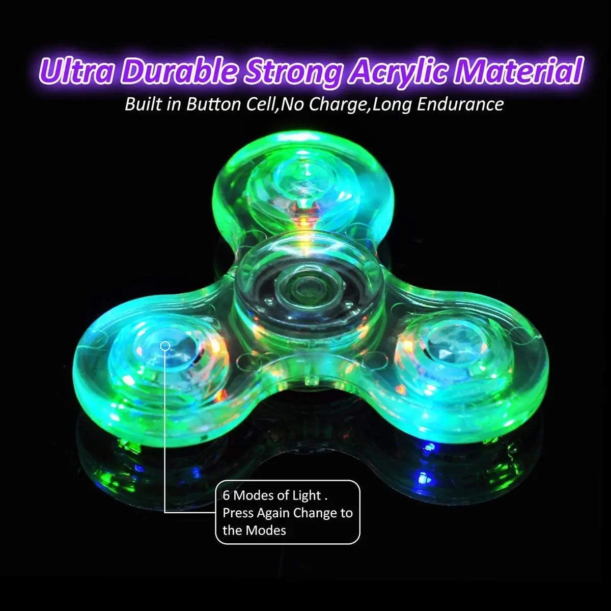 AliExpress Luminous LED Light Fidget Spinner Hand Top Spinners Glow in Dark Light EDC Fidget Spinner Finger Stress Relief Toys, view 5
