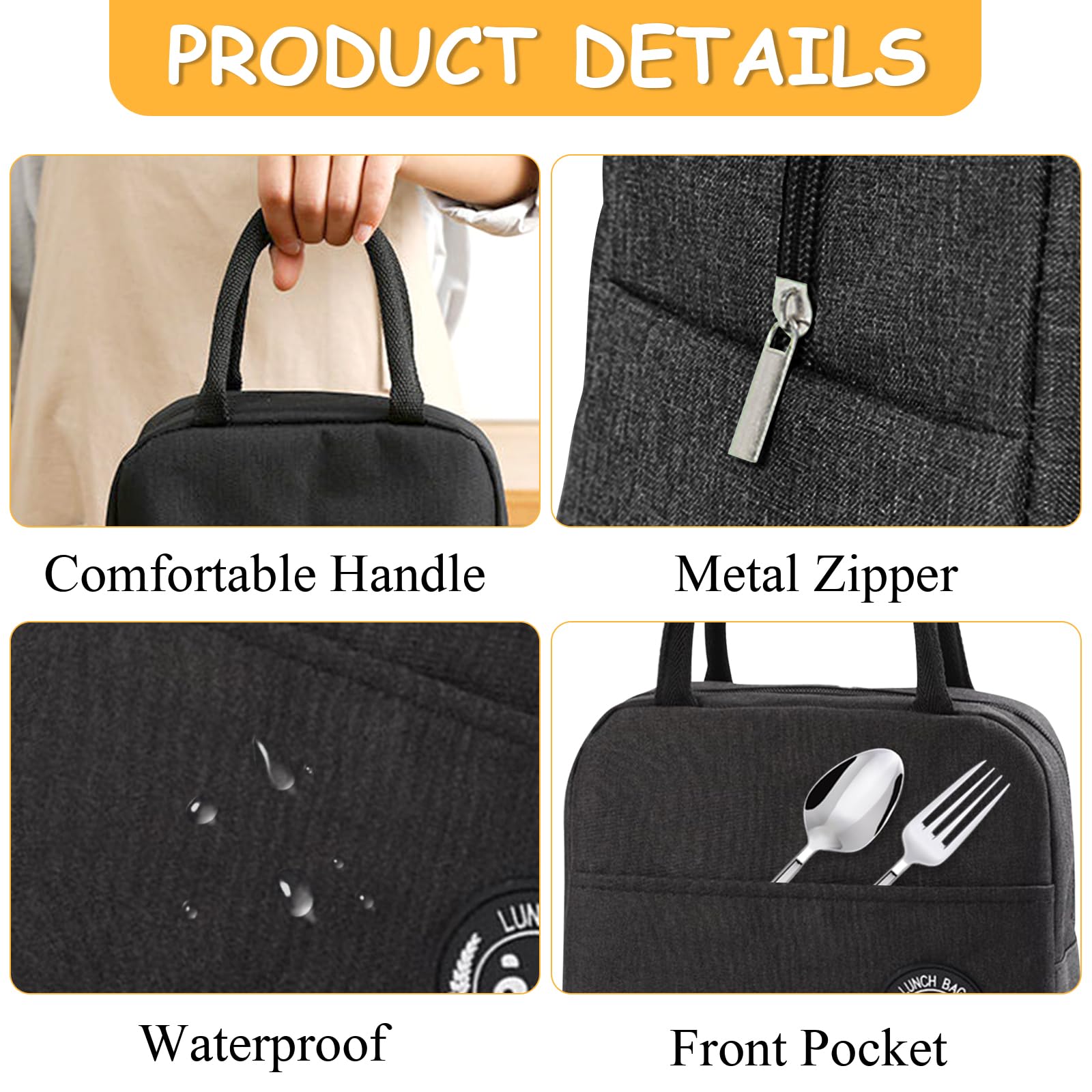 AliExpress Lunch Bag Insulated Cooler Bag Women and Men Reusable Cooler Tote Lunch Box Bags Small Tote Lunch Pouch for Work Office Picnic, view 3