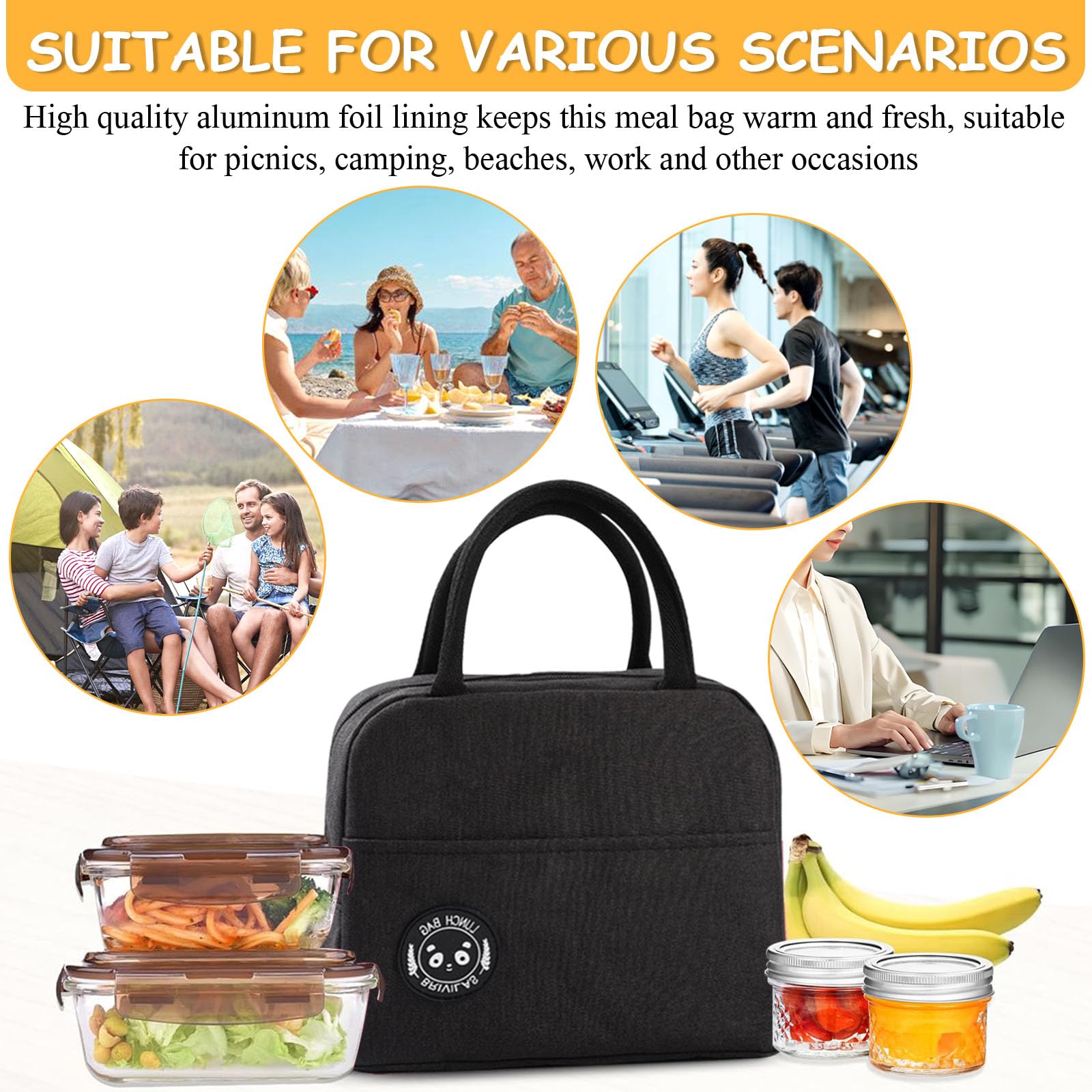AliExpress Lunch Bag Insulated Cooler Bag Women and Men Reusable Cooler Tote Lunch Box Bags Small Tote Lunch Pouch for Work Office Picnic, view 5