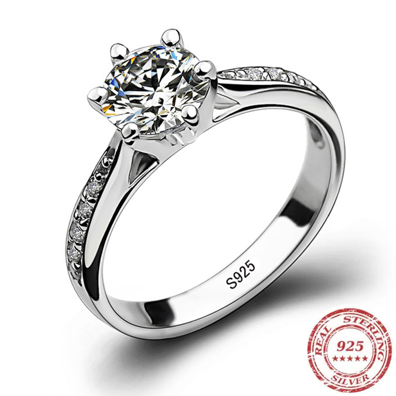 AliExpress 925 Sterling Silver Six-Claw Solitaire Ring