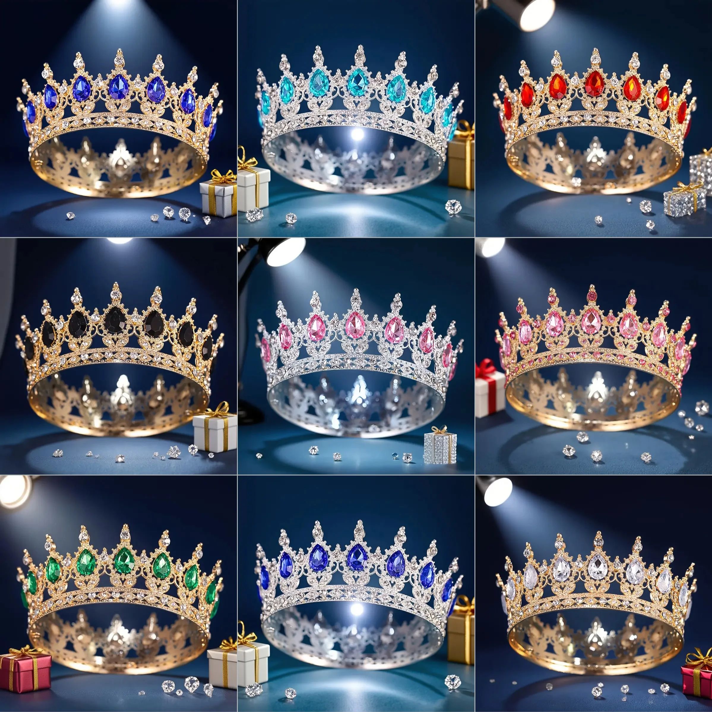 AliExpress Luxury Baroque Rhinestone Crown round Elegant Bridal Wedding Accessory Holiday Party Dress Headwear