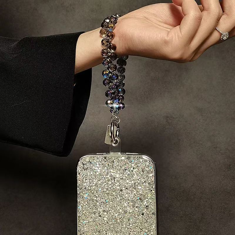 AliExpress Crystal Bead Wrist Strap Phone Charm with Clip, view 2