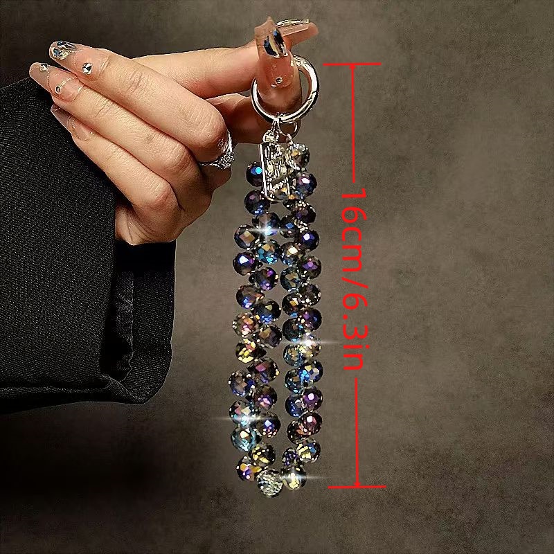 AliExpress Crystal Bead Wrist Strap Phone Charm with Clip, view 6