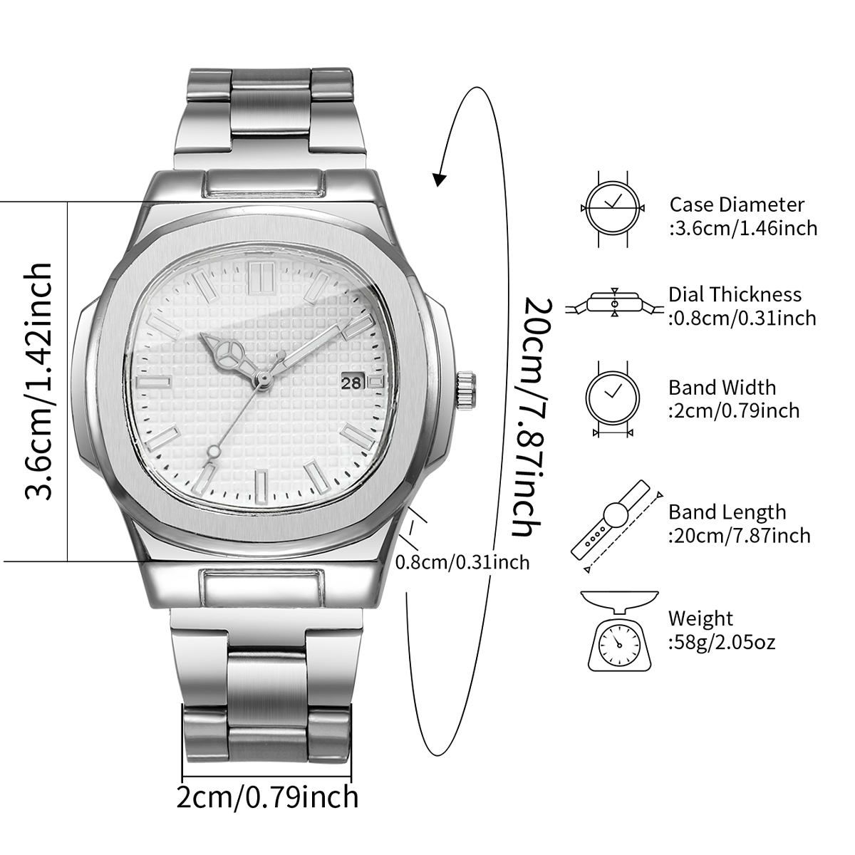 AliExpress Men's Square Quartz Business Watch with Calendar, view 6