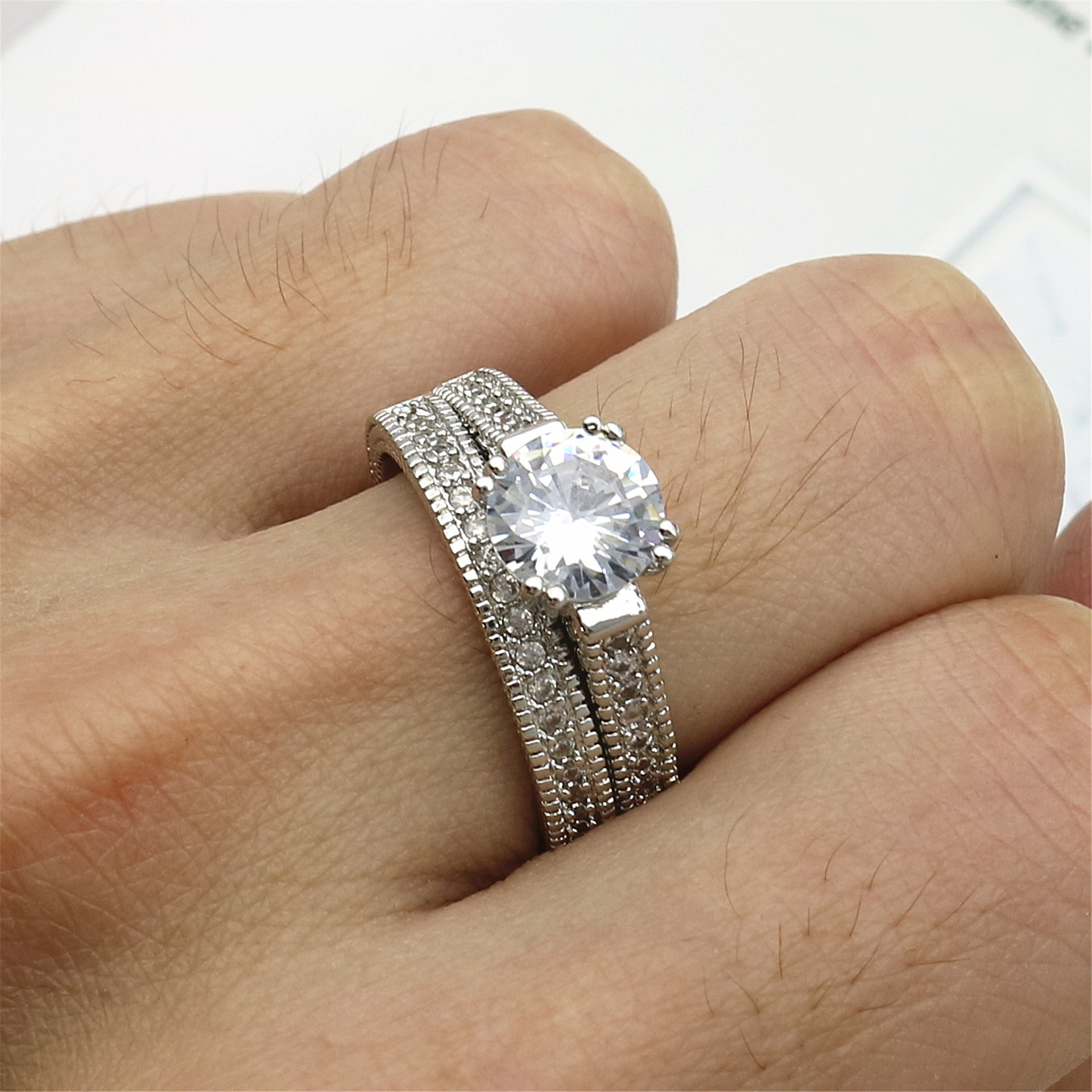 AliExpress LYEE CYEE Couple Wedding Rings Set with Zircon, view 5