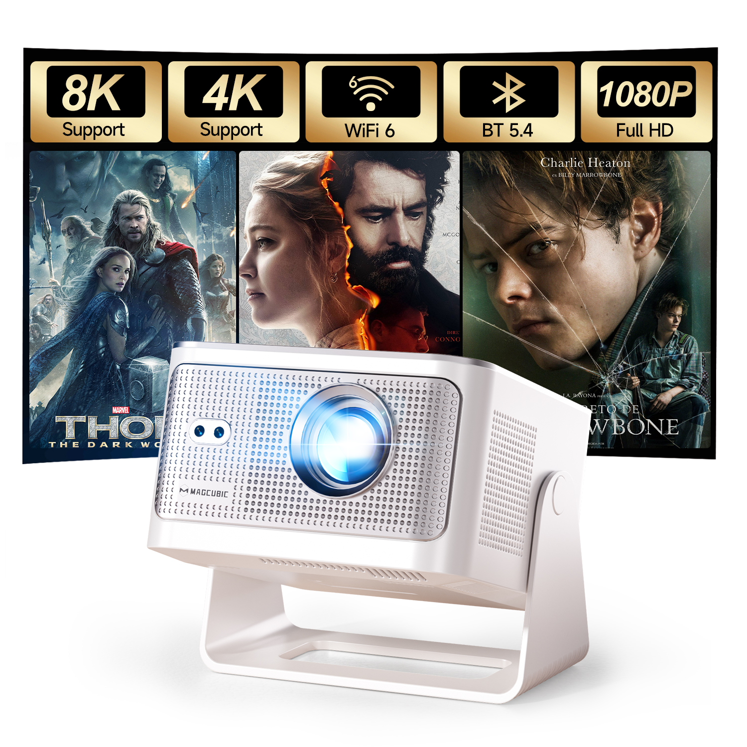 AliExpress Magcubic Android 14 900ANSI Projector Auto Focus Native 1080P Support 8K With Wifi6 BT5.4 Portable Movie Outdoor HY350Max