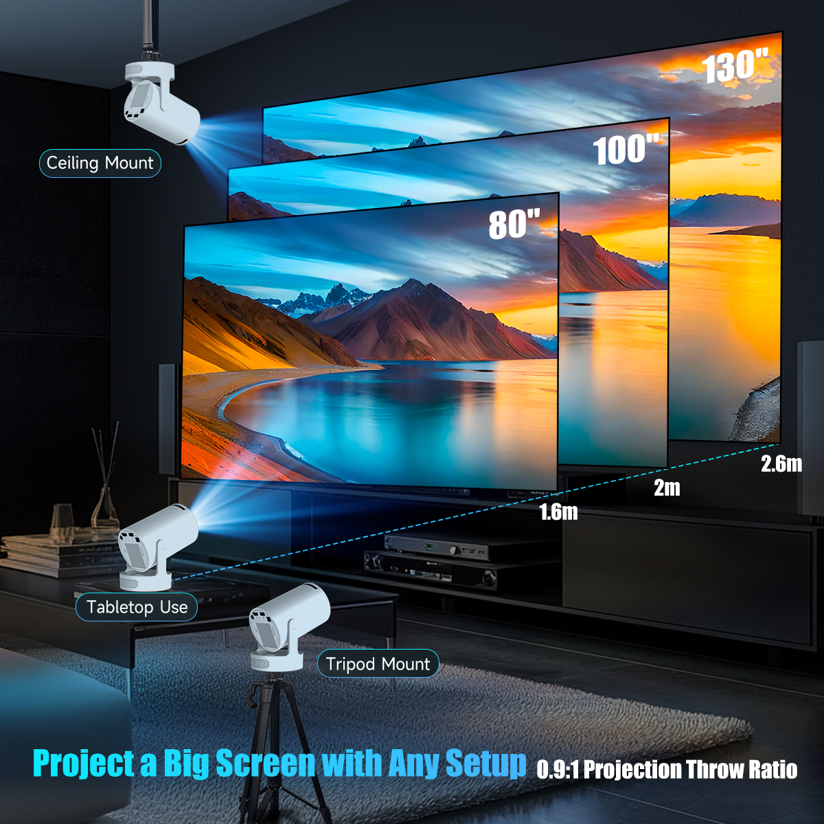 AliExpress Magcubic HY300 Pro + Projector 8K 720P With 5W Speaker Android 14 8000 Lumens WiFi 6 BT5.4 Outdoor Video Home Theater Projector, view 5