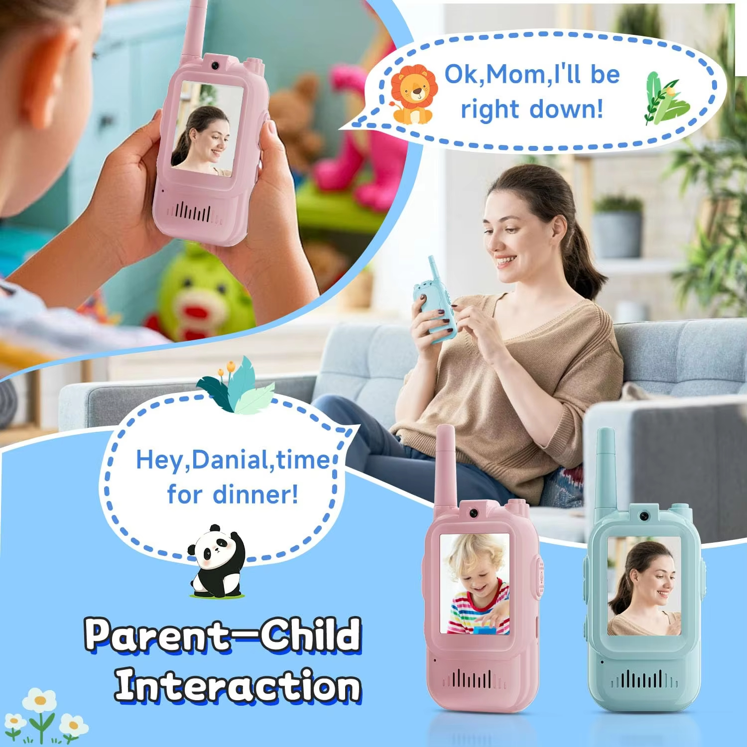 AliExpress Magecam Video Walkie Talkies for Kids 2 Pack Rechargeable Intercom Walkie-talkie 2 Screen One-Click Call Child Video Intercom, view 3