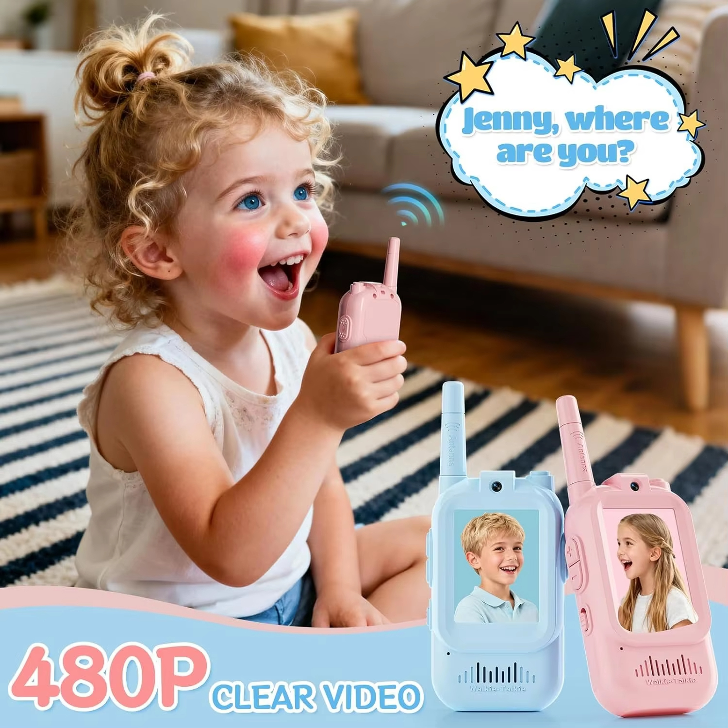 AliExpress Magecam Video Walkie Talkies for Kids 2 Pack Rechargeable Intercom Walkie-talkie 2 Screen One-Click Call Child Video Intercom, view 4