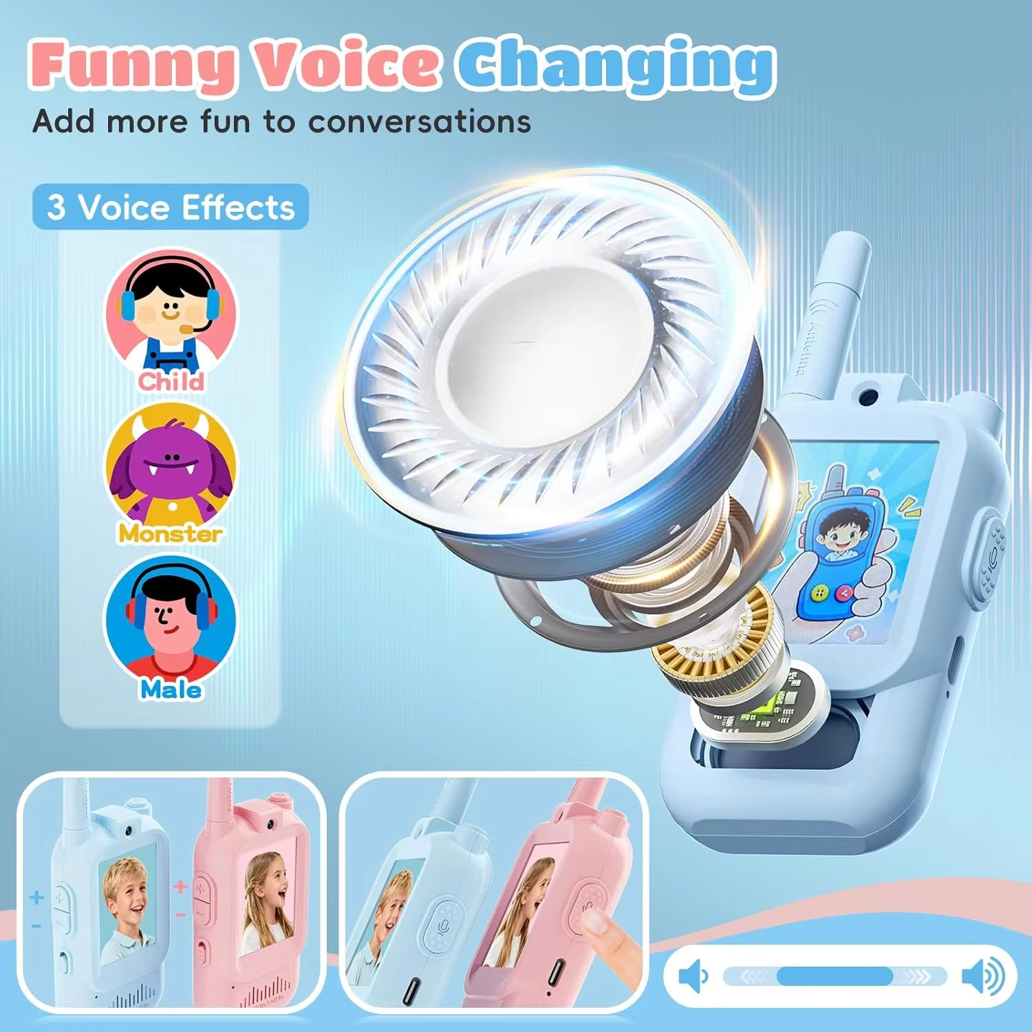 AliExpress Magecam Video Walkie Talkies for Kids 2 Pack Rechargeable Intercom Walkie-talkie 2 Screen One-Click Call Child Video Intercom, view 5