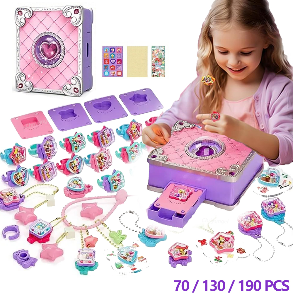 AliExpress Magic Jewelry Making Kit 3D Magic DIY Jewel Rings Keychain Creative Handmade Craft Box Set for Girls Xmas Birthday Gifts