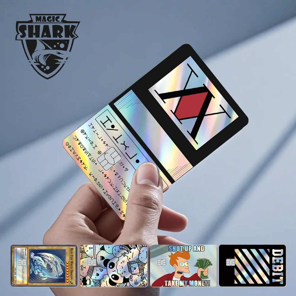 AliExpress Magic Shark Skull Panda Hunter Broke Blue Eyes Dragon Laser Holographic Sticker Cover Film Skin for Credit Bank Debit Card