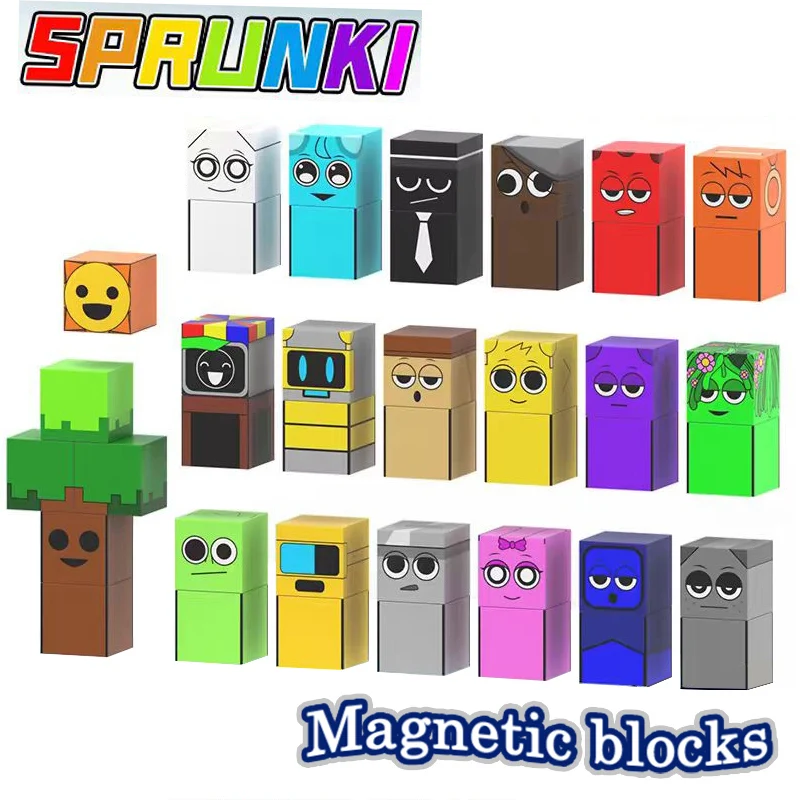 AliExpress Magnetic Building Block Sprunki Magnet Cube Mine World Kid Gift Set for Boy Girl Children Age 3+ DIY Model STEM Sensory MusicToy