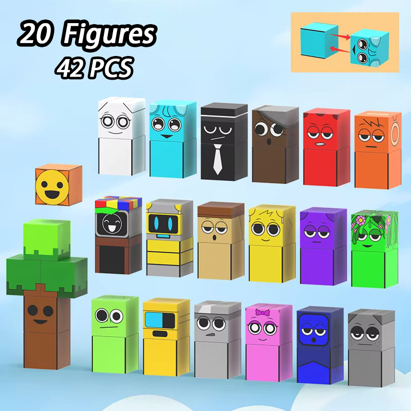 AliExpress Magnetic Building Block Sprunki Magnet Cube Mine World Kid Gift Set for Boy Girl Children Age 3+ DIY Model STEM Sensory MusicToy, view 3
