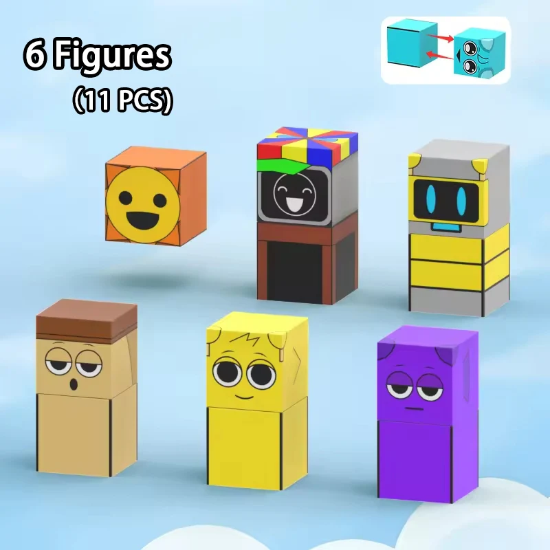 AliExpress Magnetic Building Block Sprunki Magnet Cube Mine World Kid Gift Set for Boy Girl Children Age 3+ DIY Model STEM Sensory MusicToy, view 4