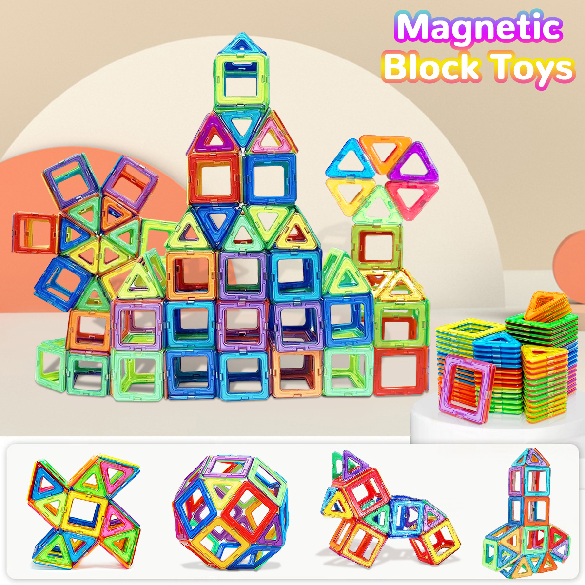 AliExpress Magnetic Building Blocks DIY Magnets Toys Medium Size STEM Toys Construction Toys Learning Educational Magnet Toys, view 2