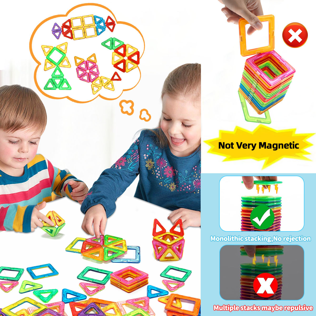 AliExpress Magnetic Building Blocks DIY Magnets Toys Medium Size STEM Toys Construction Toys Learning Educational Magnet Toys, view 6