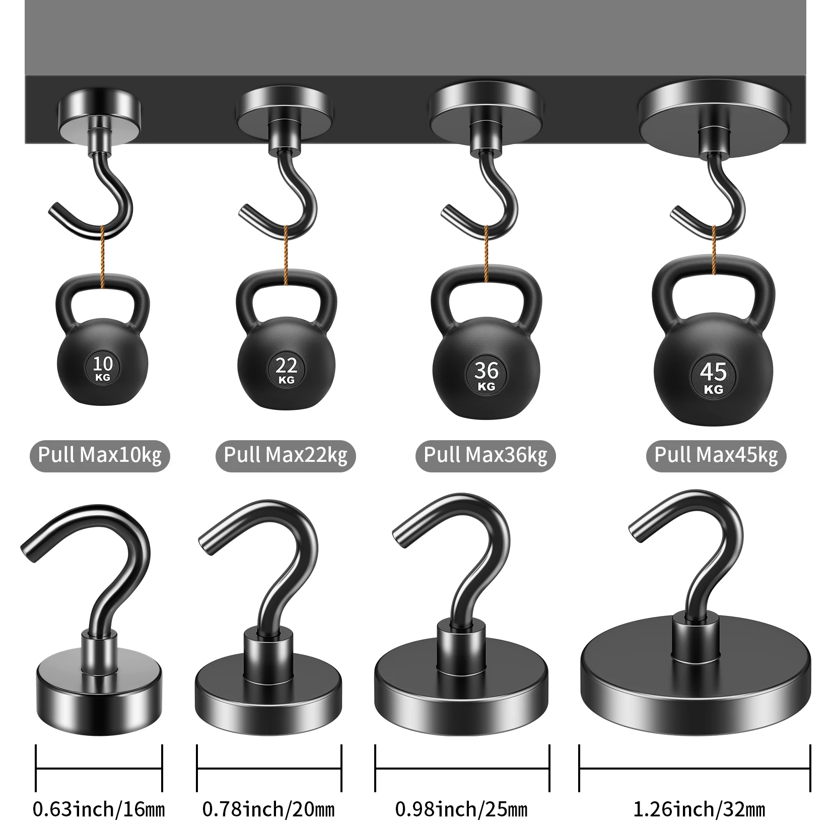 AliExpress Heavy-Duty Black Magnetic Hooks