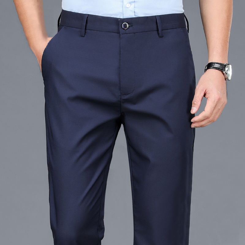 AliExpress Male Smart Casual Pants Stretchy Sports Men's Fast Dry Trousers Spring Autumn Full Length Straight Office Black Navy Work Pants, view 3