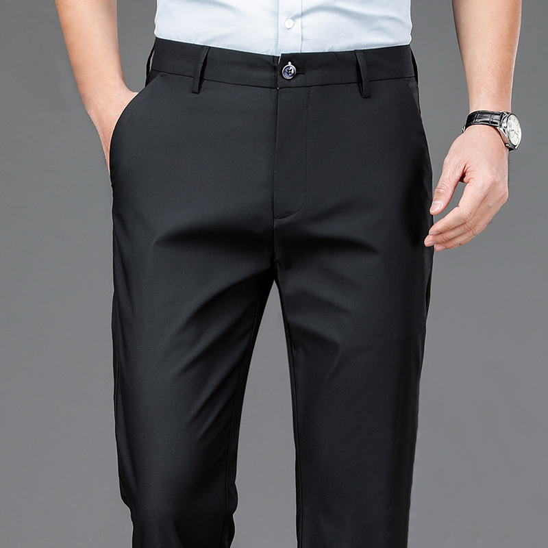 AliExpress Male Smart Casual Pants Stretchy Sports Men's Fast Dry Trousers Spring Autumn Full Length Straight Office Black Navy Work Pants, view 4