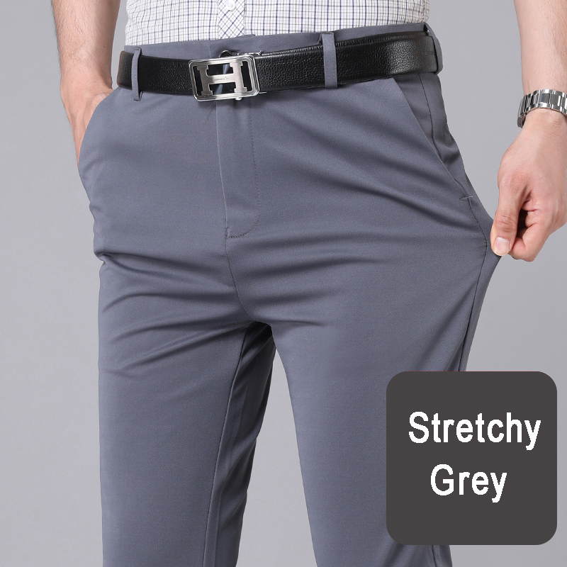 AliExpress Male Smart Casual Pants Stretchy Sports Men's Fast Dry Trousers Spring Autumn Full Length Straight Office Black Navy Work Pants, view 6