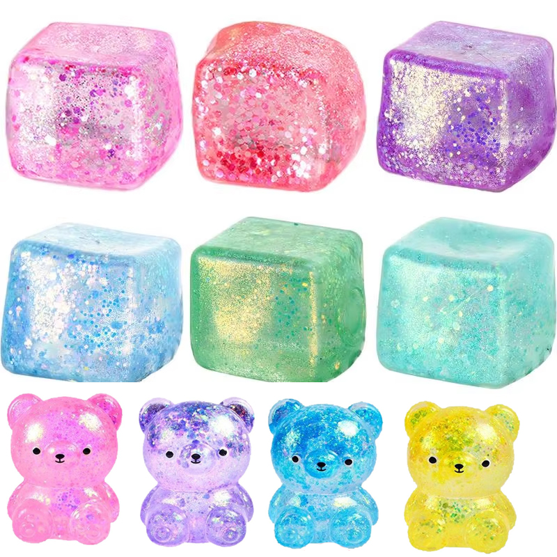 AliExpress Maltose Cube Stress Squeeze Toy D ecompression Small Ice Cubes Anti Stress Slow Rebound Polar Light Colorful Squeeze TPR Block