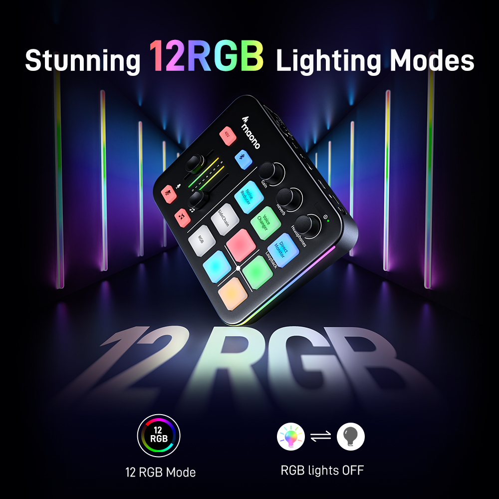 AliExpress MAONO G1 NEO Gaming Audio Mixer Audio Interface with Pro-preamp, RGB, Bluetooth, 48V Phantom Power for Live Streaming, Podcasting, Content Create, Gaming MaonoCaster G1 NEO Audio Interface (Not for USB Microphone), view 6