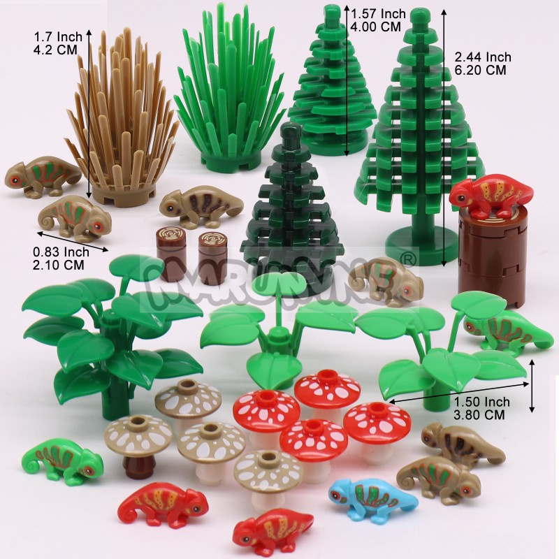 AliExpress MARUMINE 48PCS-54PCS MOC Building Blocks Accessories Set Jungle Garden City View Bricks Mode Parts Lizards 2435 3471 6064 14769, view 2