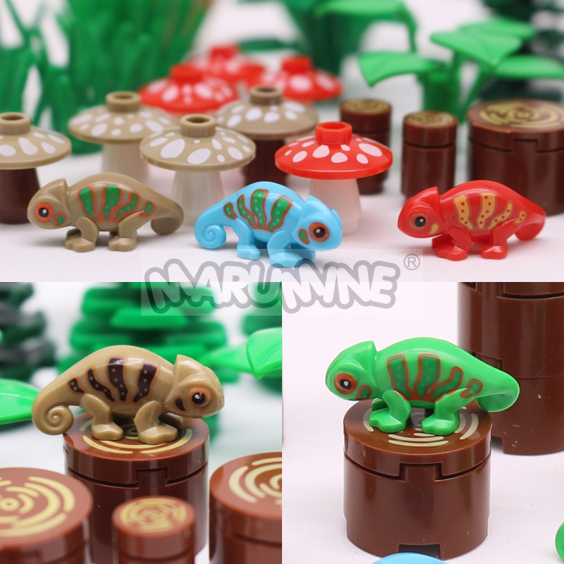 AliExpress MARUMINE 48PCS-54PCS MOC Building Blocks Accessories Set Jungle Garden City View Bricks Mode Parts Lizards 2435 3471 6064 14769, view 3