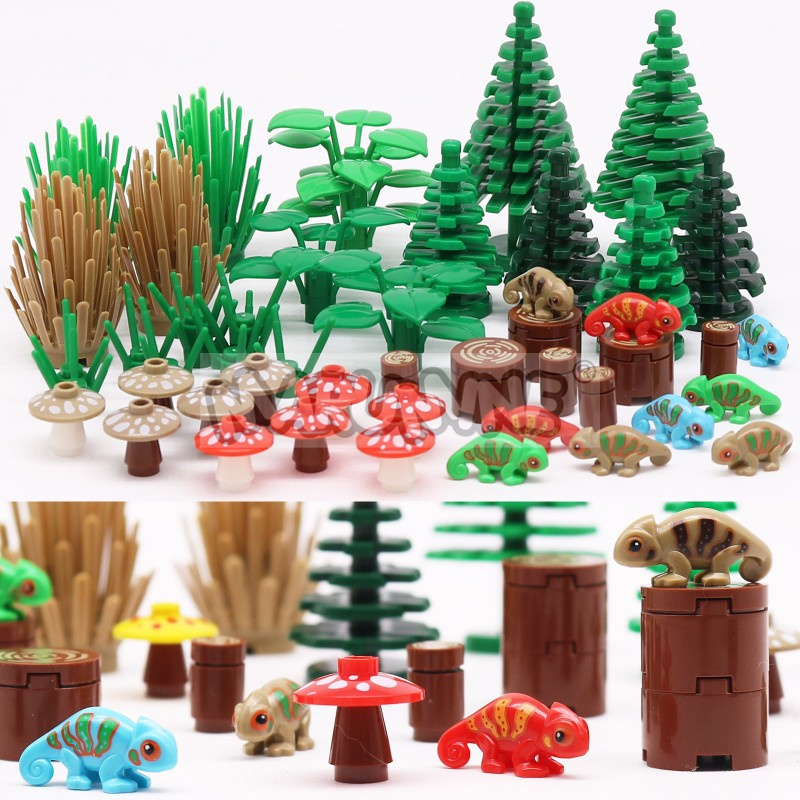 AliExpress MARUMINE 48PCS-54PCS MOC Building Blocks Accessories Set Jungle Garden City View Bricks Mode Parts Lizards 2435 3471 6064 14769, view 4