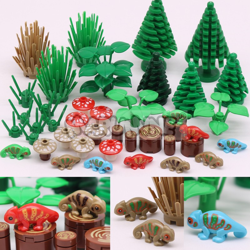 AliExpress MARUMINE 48PCS-54PCS MOC Building Blocks Accessories Set Jungle Garden City View Bricks Mode Parts Lizards 2435 3471 6064 14769, view 5