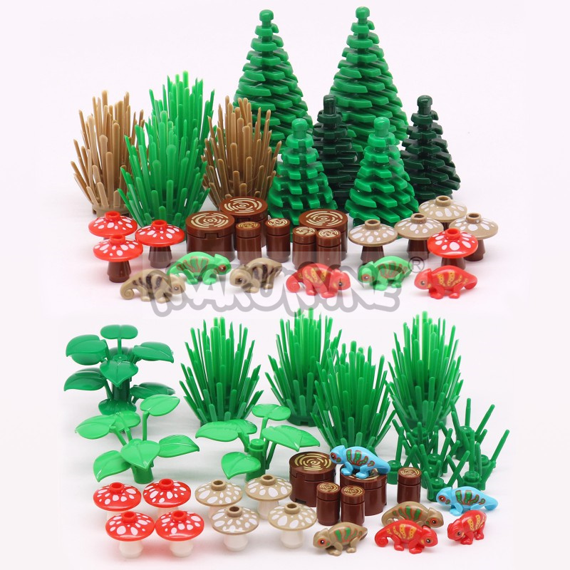 AliExpress MARUMINE 48PCS-54PCS MOC Building Blocks Accessories Set Jungle Garden City View Bricks Mode Parts Lizards 2435 3471 6064 14769, view 6